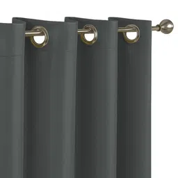 LINENWALAS Happy Sleeping Grey Set of 2 Black Out Long Door Curtain image 2