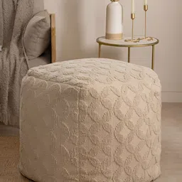 THEGASBH CANPY Off-White Square Shaped Textured Ottoman image 2