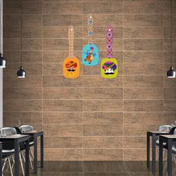 glpri Indian Culture Decorative Wooden Wall Hanging Spoon for Home Decor Pack of 3 image 3