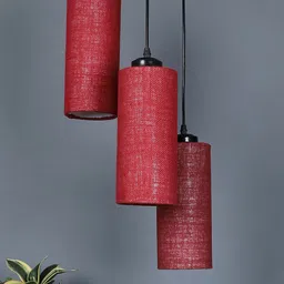 Devansh Maroon Jute Cylindrical Cluster Hanging Lamp Pendant Lamp Ceiling Lamp-picture-11