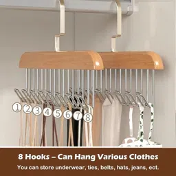 pelbart 2 Pcs Storage Cupboard Wooden Hanger – Adjustable Closet Rack Wooden Scarf Pack of 2 Hangers For Scarf image 4