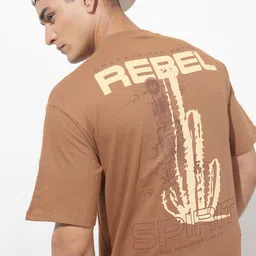 The Roadster Life Co. Typography Printed Drop-Shoulder Sleeves Pure Cotton Relaxed T-shirt-picture-14