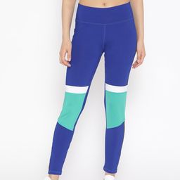 Reebok Women Blue & Green Training Work Out Meet You There Paneled Tights-picture-26