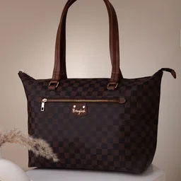 Berrylush Checked PU Structured Tote Bag with-picture-39