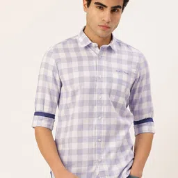 Integriti Slim Fit Checked Pure Cotton Casual Shirt-image-52