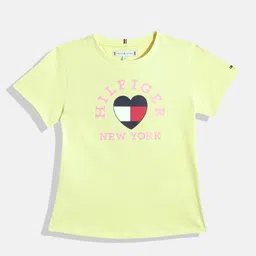 Tommy Hilfiger Girls Brand Logo Printed Round-Neck Pure Cotton T-shirt-picture-28