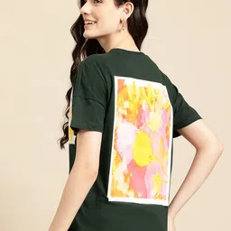 Mast & Harbour Women Floral Printed Drop-Shoulder Sleeves T-shirt-picture-35