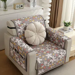 HOKIPO Brown & Yellow Printed Polyester 1 Piece Sofa Cover-picture-19