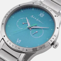 Mast & Harbour Unisex Brass Dial & Stainless Steel Textured Straps Analogue Multi Function Watch image 4