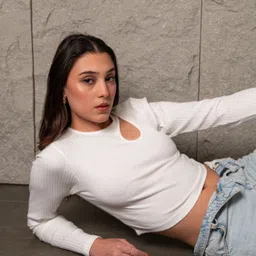 Strong And Brave Regular Fit Fitted Top with Shoulder Cut-Outs image 3