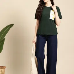 Mast & Harbour Women Floral Printed Drop-Shoulder Sleeves T-shirt image 5