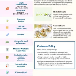 SWAYAM Yellow & White Striped 144 TC Cotton 1 Single Bedsheet with 1 Pillow Covers image 4