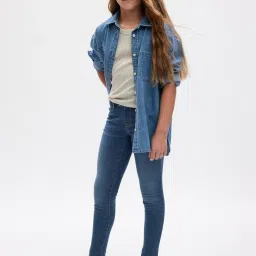 GAP Girls Blue Straight Fit Solid Jeggings image 4