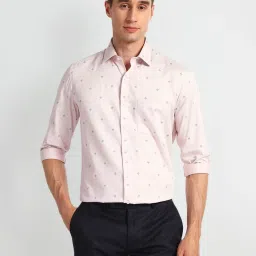 Arrow Pink Cotton Slim Fit Printed Shirt image 4