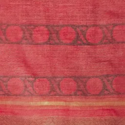 Fabindia Red Cotton Printed Saree Without Blouse image 4