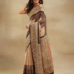 Fabindia Beige Printed Saree image 4