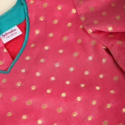 Fabindia Kids Pink & Teal Printed Lehenga with Choli image 4