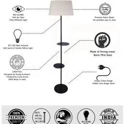 Homesake Dual Shelf Reading Floor Lamp with Beige Fabric Shade & Shelves image 4