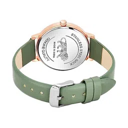 Moover Women Embellished Dial & Leather Straps Analogue Watch LINEdial-GREEN-j1 image 5