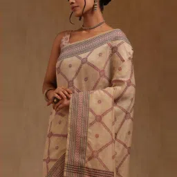 Soch Beige Woven Design Saree With Unstitched Blouse image 4