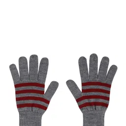 Roadster Women Grey & Red Striped Hand Gloves image 1