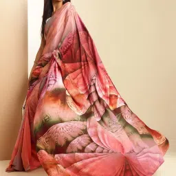 navyasa by liva Multicolor Printed Saree With Unstitched Blouse image 4