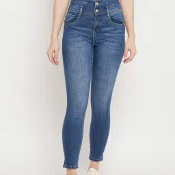 MADAME Navy Skinny Fit Lightly Washed Jeans-image-25
