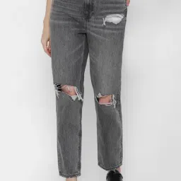 American Eagle Outfitters Grey Distressed Straight Fit Jeans-image-30