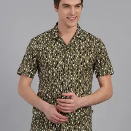 Rigo Olive Printed Shirt Collar Shirt-image-18