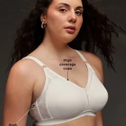 Clovia White Cotton Solid Non-Padded Full Cup Wire Free T-Shirt Bra image 4