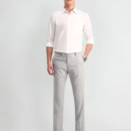Arrow Light Grey Slim Fit Self Pattern Trousers image 4