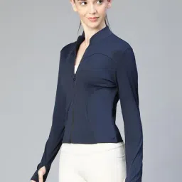 ATHLISIS Navy Polyester Solid Sports Jacket image 4