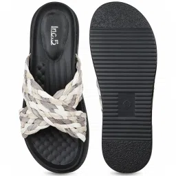 Inc.5 Women's White & Grey Cross Strap Sandals image 4