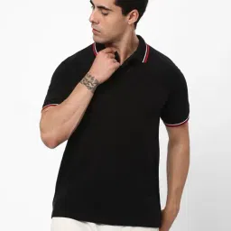 R&B Black Cotton Slim Fit Polo T-Shirt-picture-15