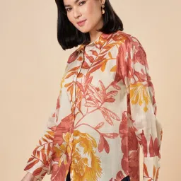 Marigold Lane Beige Lyocell Printed Full Sleeve Top image 4