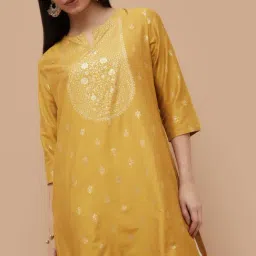 Melange By Lifestyle Mustard Regular Fit Printed Kurta image 5