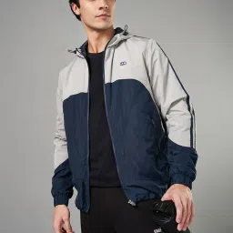 Ajile By Pantaloons Navy Regular Fit Colour Block Hooded Jacket image 4