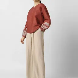 Van Heusen Red Cotton Printed Top image 4