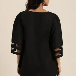 Qurvii Black V-Neck Top image 2