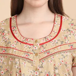 Sweet Dreams Beige Cotton Printed Nighty image 4
