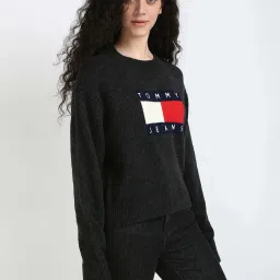 TOMMY HILFIGER Black Embroidered Sweater image 4