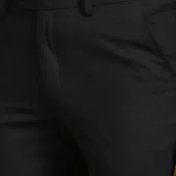 Louis Philippe Black Slim Fit Self Pattern Trousers image 4