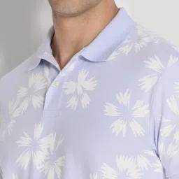 American Eagle Blue Cotton Regular Fit Printed Polo T-Shirt image 4