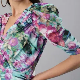 Scorpius Multicolor Floral Print A Line Dress image 3