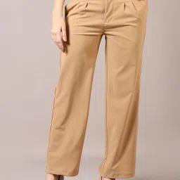 V-Mart Women Cotton Pleated Mid-Rise Regular Fit Trousers-image-48