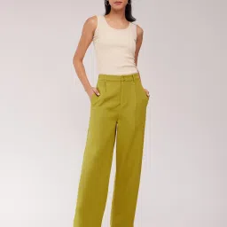 Fablestreet Green Straight Fit Mid Rise Trousers image 4