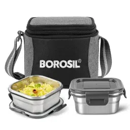 Borosil Black Stainless Steel Lunch Box - Set of 2-picture-32