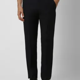 Van Heusen Black Slim Fit Checks Trousers-image-38