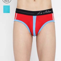 La Intimo Red & Teal Blue Comfort Fit Briefs - Pack Of 2-image-101