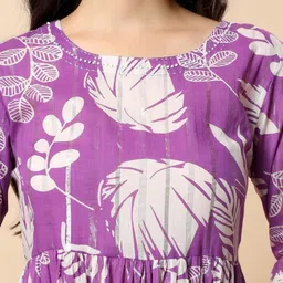 aayusika Women's Tropical Printed Cotton Flared Maxi Dress image 2